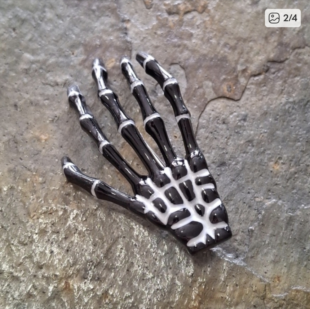 Black & White Skeleton Hand Hair Clip